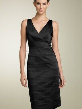 American Living- Black Satin Tiered Bandage Dress